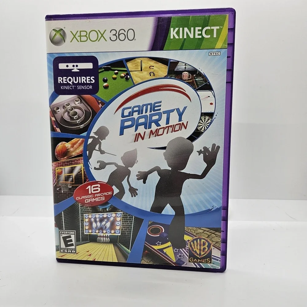 Game Party In Motion Xbox 360 Kinect CIB Complete WB Games Purple Case